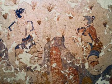 Eines der berühmtesten Fresken zeigt eine Gruppe schöner Mädchen, die Safrankrokusse sammeln. (Photo: Tobias Schorr)